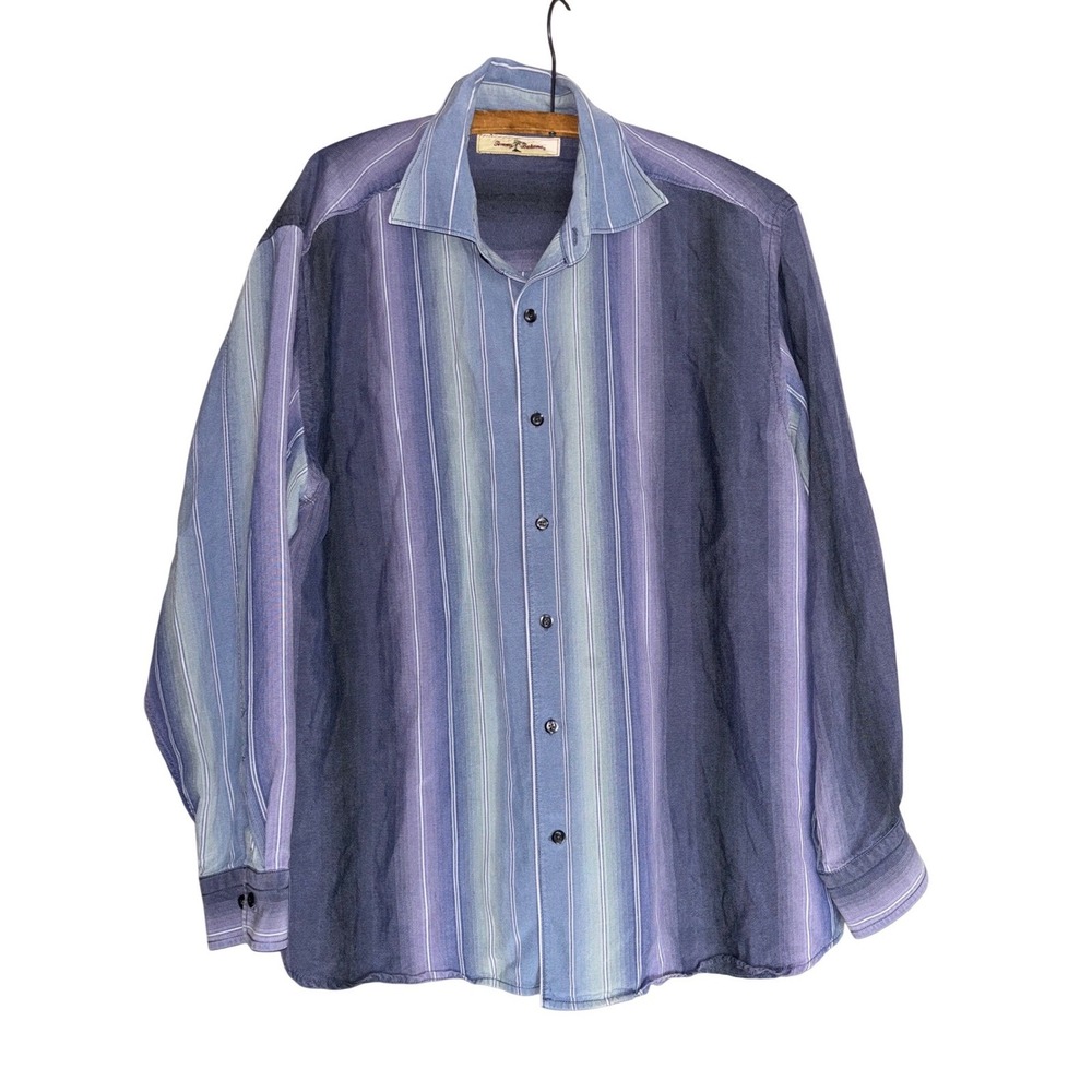 Tommy Bahama Mens L Long Sleeve Striped Button Down Shirt Casual Beach Coastal